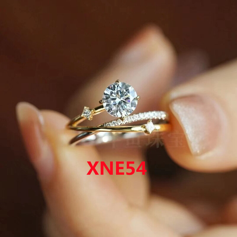 585, niestandardowy 585, 4-karatowy pierścionek z moissanitem 18K dla kobiet, biżuteria ślubna