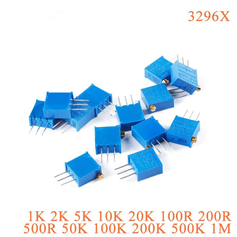 20pcs Trimpot Trimmer Resistor 3296 3296X Potentiometer Resistance100R 200R 500R 1K 2K 5K 10K 20K 50K 100K 200K 500K 1M Ohm