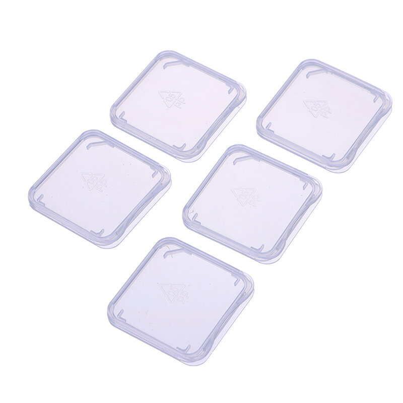 10 buah/lot kotak penyimpan sarung kartu memori SD transparan pelindung tempat kartu memori plastik bening