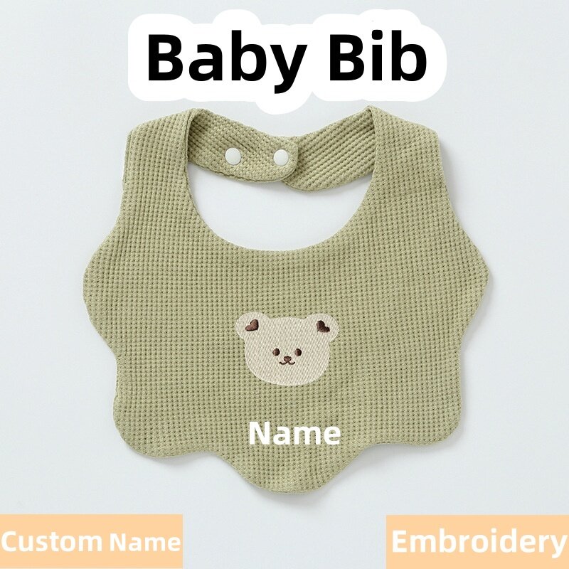 Custom Name Cartoon Baby Bibs Soft Newborn Feeding Drool Towel New Infants Cute Print Saliva Towel Burp Cloths