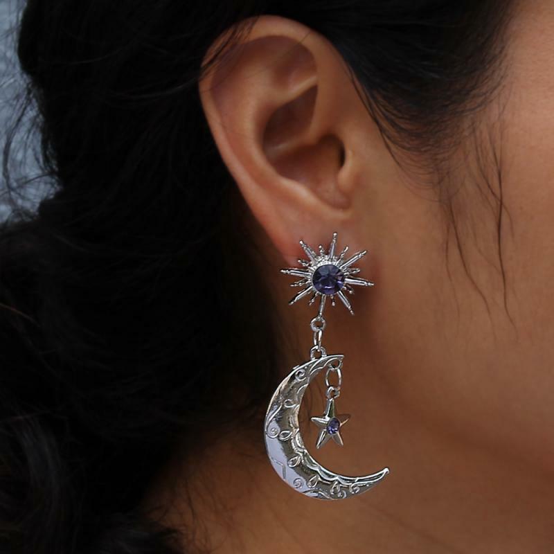 1~20PCS Classic Star Moon Chain Drop Earrings for Women Set Purple Zircon Earrings Wedding Engagement Earrings Jewelry Gift