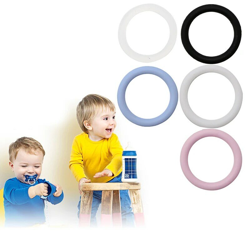5pcs O-Ringen Siliconen Baby Fopspeenketting Clips Adapter Houder Ring BPA Gratis Baby Bijtring Kralen voor Tandjes