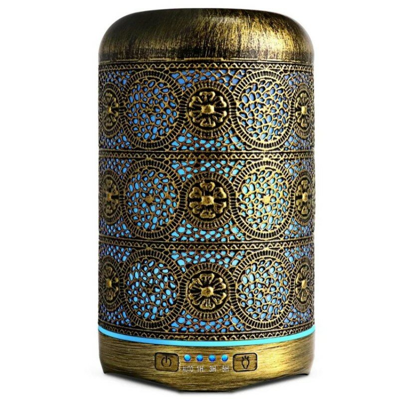 500ml 260ml Diffuser Bronze Metal Aromatherapy Diffuser for Essential Oil 7 Color Fragrance Lamp Humidifier for Office Home