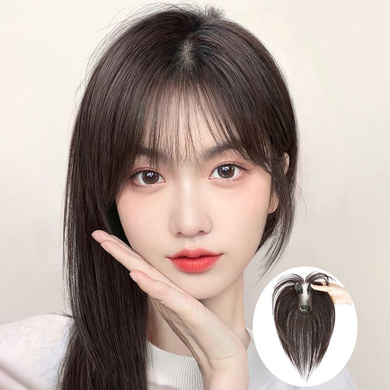 Clip in Bangs 100% Real Human Hair Pieces Wispy Fake Bangs Hair 360° Cover Clip on Bangs for Women Daily Wear