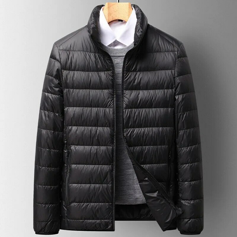 Jaqueta fina quente para baixo masculina, casaco puffer curto, alta qualidade, outono