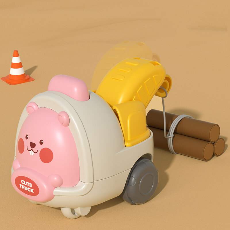 4 szt. Dziecko Mini zabawki bezwładnościowe samochód urocze zwierzęta samochód realistyczna ciężarówka inżynieryjna pojazd inżynieryjny zabawki Montessori dla małych dzieci