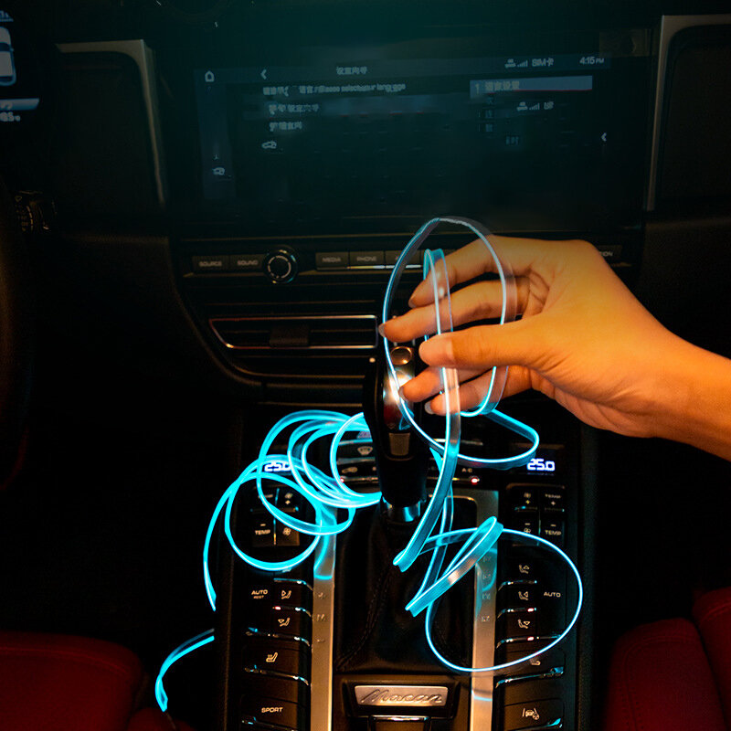 Lámpara de ambiente para automóvil, iluminación Interior de coche, tira LED, decoración, guirnalda, cuerda de alambre, línea de tubo, luz de neón flexible, unidad USB