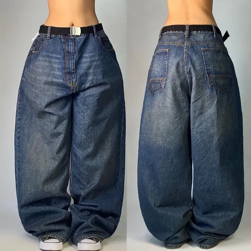 American 2024 Nieuwe Gediversifieerde Gewassen Retro Gradiënt Losse Jeans Y 2K Mode Casual Gothic Hoge Taille Broek Voor Mannen En Vrouwen
