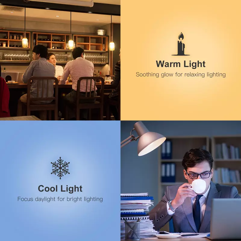 MOES-Lâmpada LED de Filamento Inteligente WiFi, Luz Regulável, Lâmpada E27, 2700K-6500K, 806Lm, Tuya Alexa, Controle de Voz do Google, 90-250V, 7W