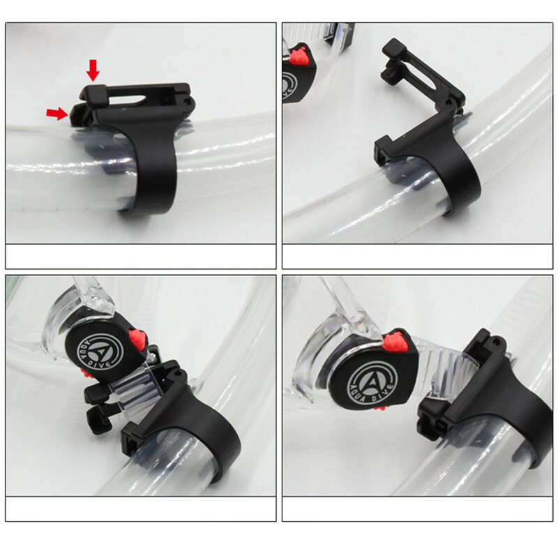Hebilla Universal de silicona para buceo, tubo de silicona, Clip de plástico, soporte para máscara de Snorkel, retenedor para buceo