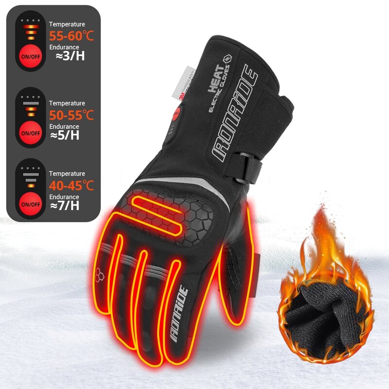 Electric Heated Gloves Thermal Heat Gloves Winter Warm Heated Rechargeable Gloves Skiing Snowboarding Hunting Fishing Waterproof