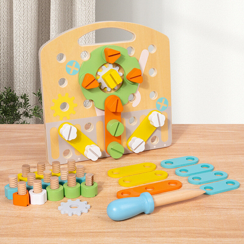 Avvitare il dado e smontare la forma del colore cognizione giocattolo abbinato bambini educazione precoce ragazzi giocattoli scatola di intelligenza in legno
