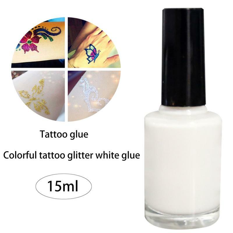 Lem tato putih satu kali, peralatan Makeup Gel Glitter cat seni tubuh plastik pasokan tinta tato putih tahan air 15ml