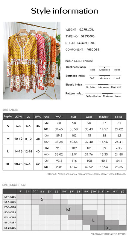 YEAE-Robe Courte de Style Bohème à Imprimé Floral pour Femme, Vêtement de ixDécontracté à Manches sulf, Trapèze, Nouvelle Collection 2024