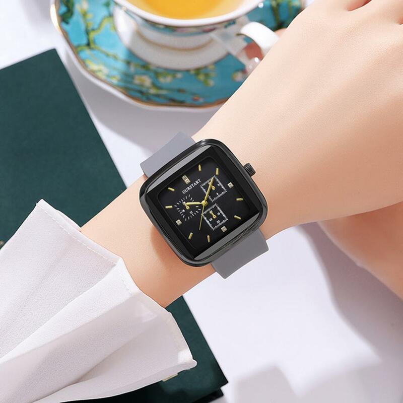 Elegante Design Quartz Watch com Rhinestone Decor para senhoras, ajustável Silicone Strap, alta para requintado