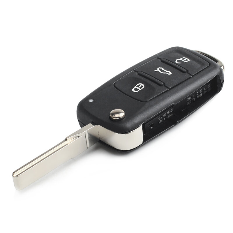 KEYYOU-mando a distancia plegable para coche, carcasa con 3 botones para VW, VOLKSWAGEN, Tiguan, Golf, Sagitar, Polo, MK6, sin cortar