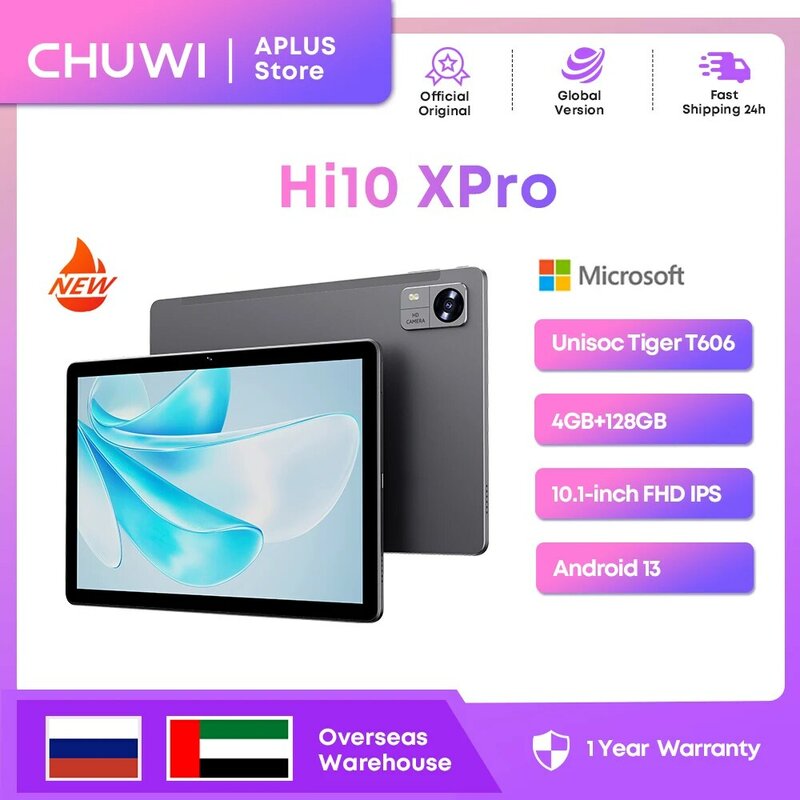 CHUWI-Tableta Hi10 XPro, 4GB de RAM, 128GB de ROM, Unisoc T606, ocho núcleos, 10,1 pulgadas, FHD, IPS, batería de 7000mAh, 4G, LTE, Android 13 Pad