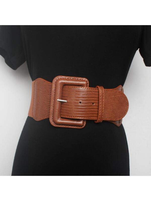 Cinturón ancho para mujer, cubierta de sellado de cintura, elástica, a la moda, color caqui, negro, cintura ligera, 65-82 Cm, 2024