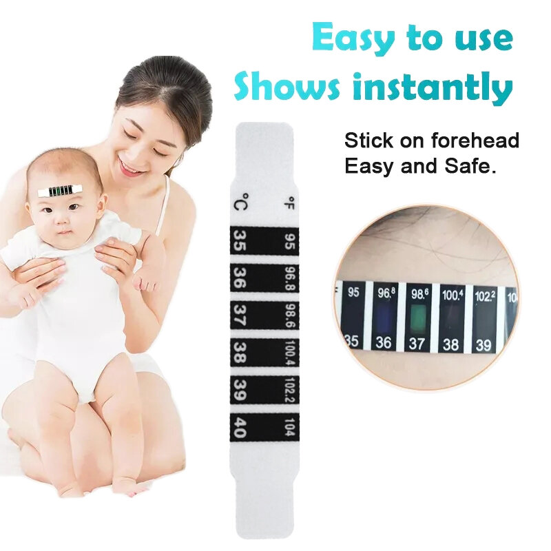 Termómetro para la frente y la cabeza para bebés y niños, Monitor de temperatura, tiras adhesivas, herramienta de medición