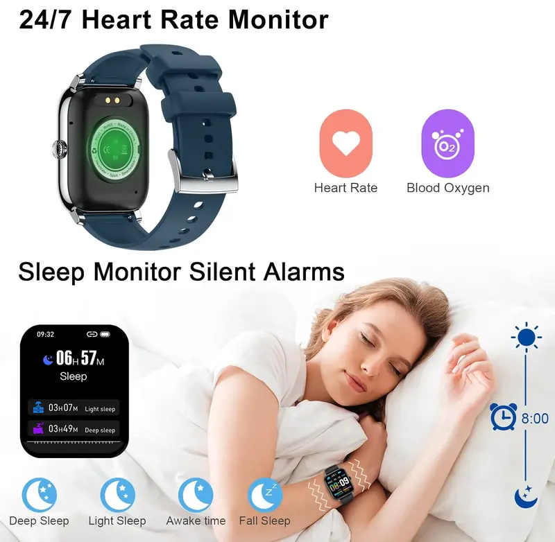 ساعة ذكية مقاومة للماء P75 للرجال والنساء ، شاشة عرض عالية الدقة ، اتصال بلوتوث ، ضغط الدم ، معدل ضربات القلب ، جهاز مراقبة النوم ، IPX8
