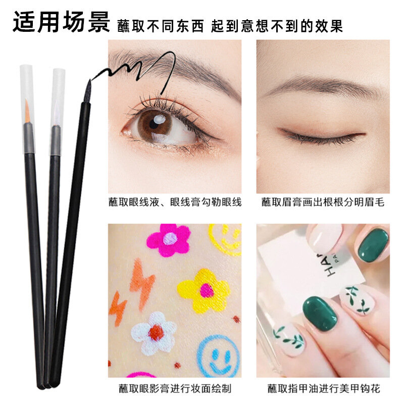 100 Pcs Disposable Makeup Brush Nylon Portable Lip Liner Stick Concealer Eyebrow Eyeliner Brush Nail Sketching Brush