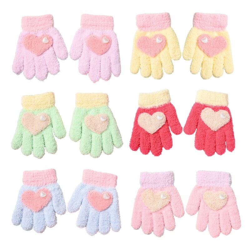 Soft Comfortable Winter Mittens for Kids Knitted Gloves Cartoon Pattern Kindergarten Gloves Comfortable Wearing QX2D