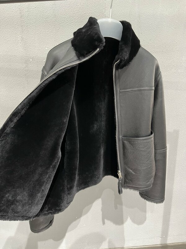 Pelliccia di pecora un cappotto design indossabile su entrambi i lati moda casual 2024 autunno nuovo 1101