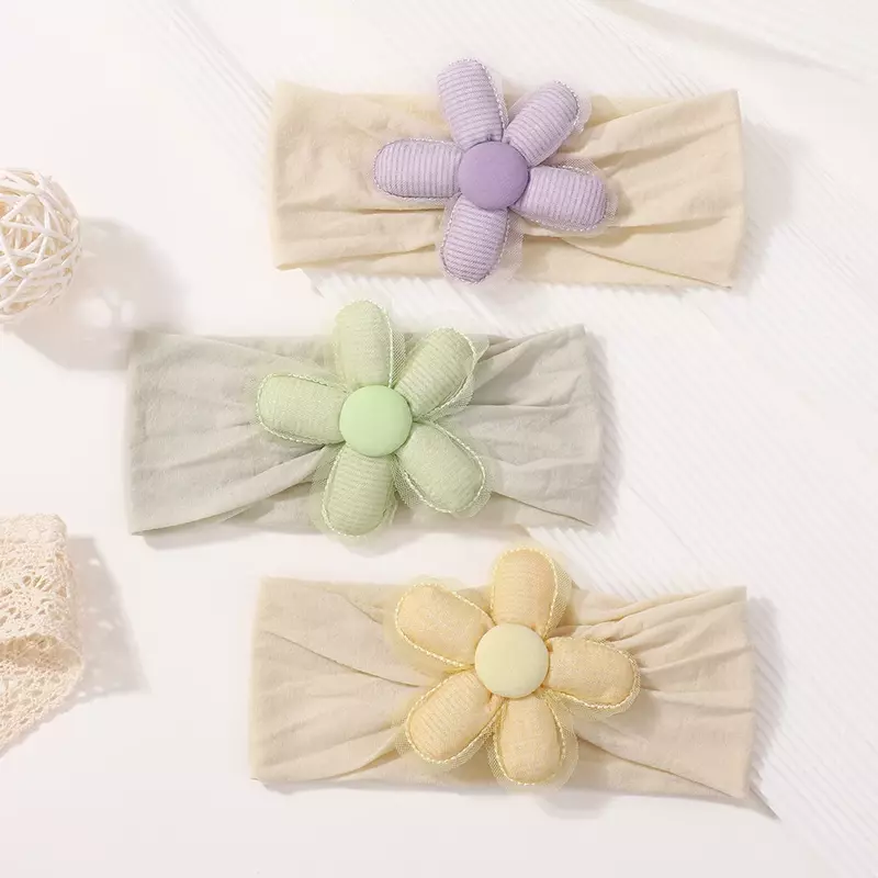 1pc weiches Nylon Kopftuch astique geeignet für Neugeborene Blumen Stirnband elastisches Haarband Turban Kleinkind Haarschmuck
