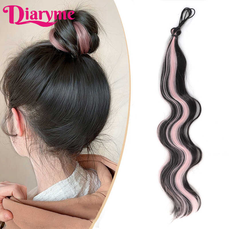 DIY Self-winding Hair Bundle Hair Bun Wig Synthetic Curly Ponytail Hair Bundle Hair Extensions Braid Lazy Fluffy Fake Ponytail