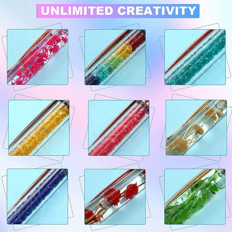 Canetas flutuantes de tubo vazio colorido, DIY construindo seu favorito, canetas de areia líquida, canetas esferográficas de cristal diamante, 16 pcs