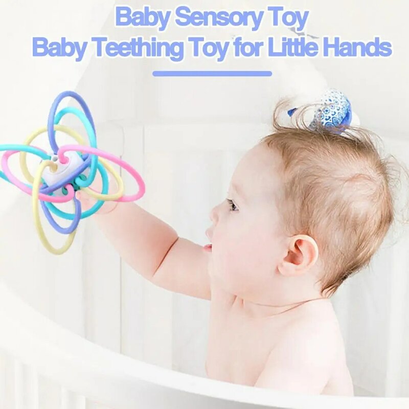 Refrigerável bebê Chew Toy, Bola de mordedor de plástico macio, Educacional Hand Grip Training Rattle para meninos, Desenvolvimento