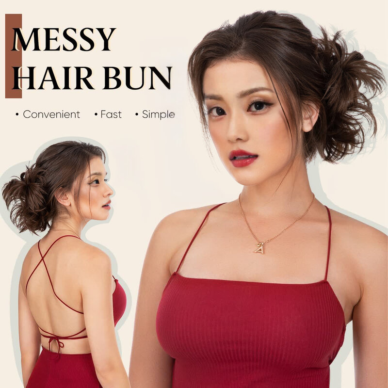 Premium Synthetic Messy Hair Bun Extensions Clip In Hairpieces Adjustable Curly Hair Chignon  Donut Updo Scrunchies Hair Pieces