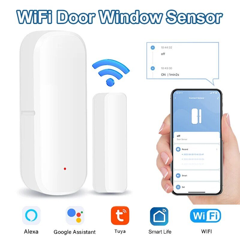Xiaomi-Sensor de puerta inteligente con WiFi, sistema de alarma de seguridad para el hogar, detector abierto y cerrado de ventana, Control de vida inteligente a través de Alexa y Google Home
