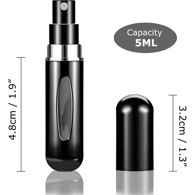 Portátil Mini Perfume Atomizador, Recipiente Líquido para Cosméticos, Viagem, Spray de Alumínio, Vazio, Recarregável Spray Garrafa, 5ml, 10Pcs