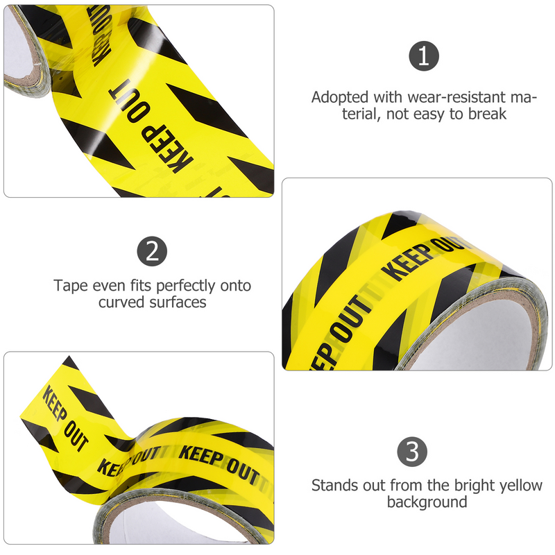 1 Roll Keep Out Safety Tape Safe Self Adhesive Sticker Warning Tape Masking Tape Safety Stripes Tape for Walls Floors