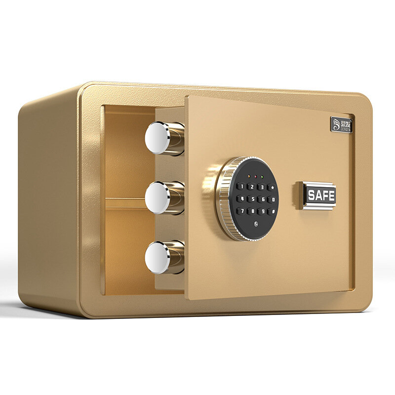 Caja fuerte antirrobo de acero con contraseña electrónica para el hogar, caja fuerte pequeña con cerradura, 25cm de alto, Oficina