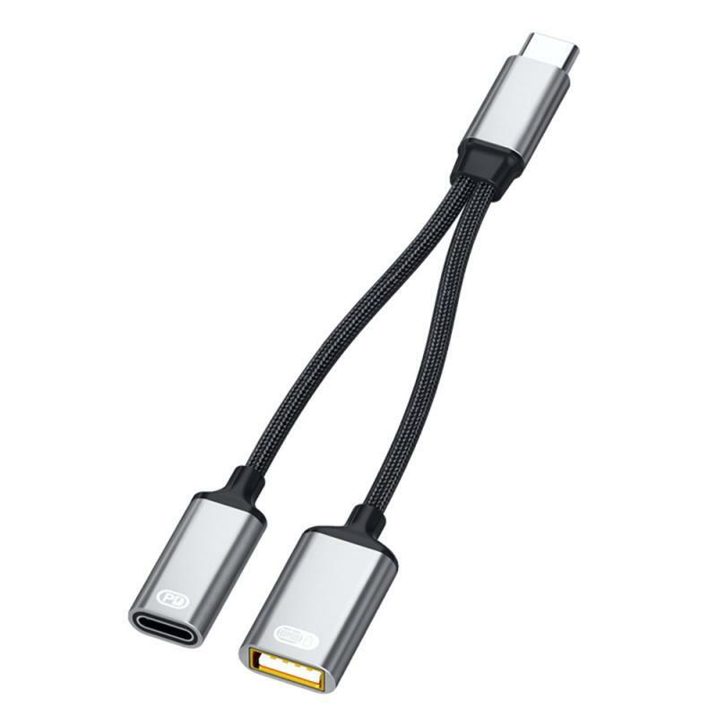 2 en 1 USB C OTG Câble Adaptateur Type-C Mâle à USB-C Femelle 30W PD Charge Rapide avec USB Splitter Adaptateur Pour Téléphone Portable