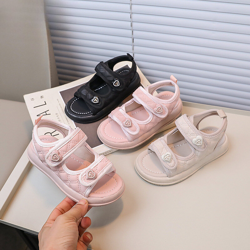 Sandali per bambini 2024 nuove ragazze scarpe estive moda bambini principessa causale sport sandali da spiaggia Open-toe Versatile Hook Loop