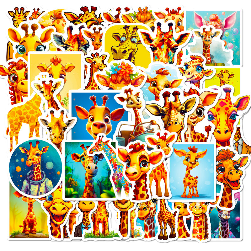50 Stuks Cartoon Schattige Giraffe Serie Graffiti Stickers Geschikt Voor Laptop Helm Desktop Decoratie Diy Sticker Speelgoed