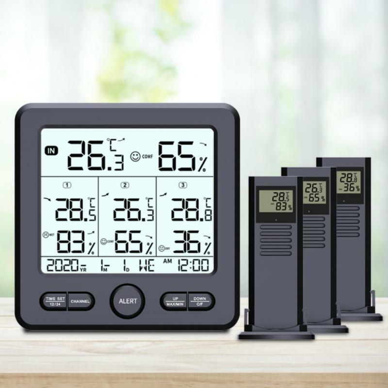 Baru TS-6210 multifungsi higrometer suhu Digital pemancar nirkabel stasiun cuaca Digital prakiraan dalam ruangan luar ruangan