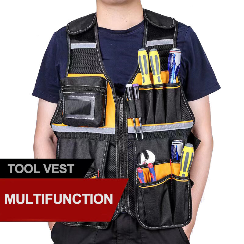 Electrician Carpenter Vest Carpenter Bags Tool Vest Framer Plumber Adjustable Pouch Work Vest Clothes for Home Supplies