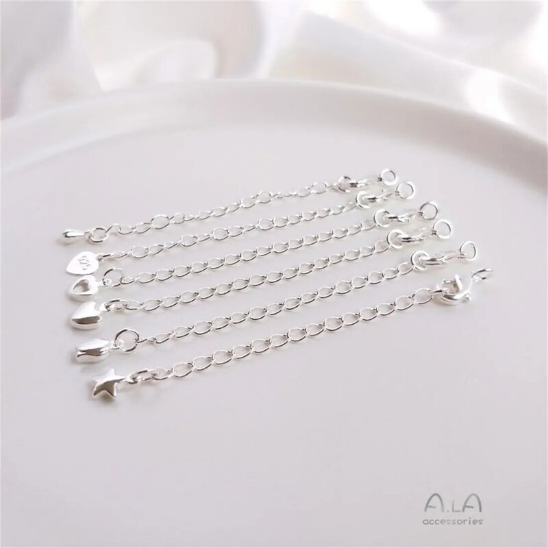 Extended Chain Pack Thick Pure Silver Tail Chain with Spring Lobster Clasp DIY Bracelet Necklace Extended Chain Accessories B772