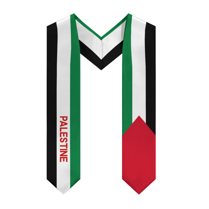 More design-chal de graduación con bandera de Palestina y Estados Unidos, faja de estola, Honor, estudiar a bordo, Estudiantes Internacionales