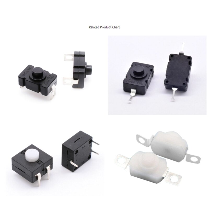 10 Pieces Black Latching Mini On/Off Switch Self-Lock Push Button Switches  for SMD Torch Flashlight Type Durable