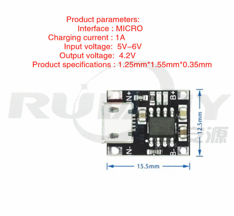 TP4056 | 18650 lithium battery 3.7 v to 3.6 v to 4.2 v lithium battery plate 1 a through put protection