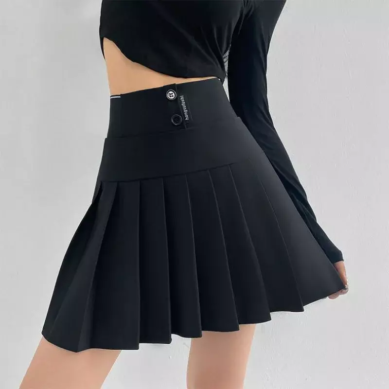 Koreańska młoda styl Preppy plisowana spódnica nową letnią damską elastyczny, wysoki talię słodka, solidna, dopasowana krótka spódniczka