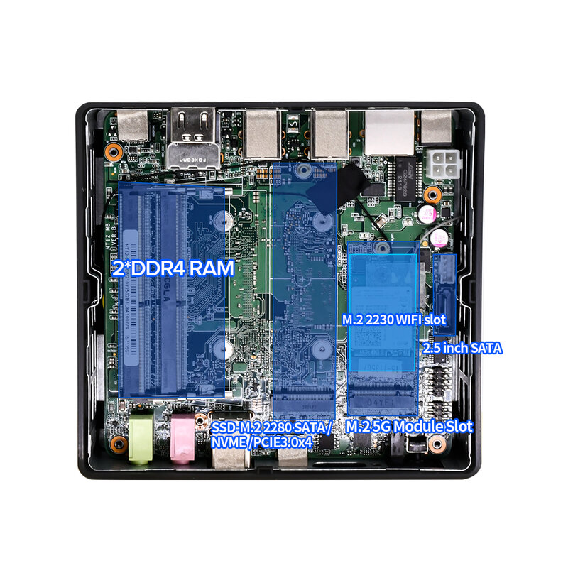 كمبيوتر مصغر إنتل NUC ويندوز 11 رباعي النواة i7 1165G7- Up إلى 4.7 GHz توربو NVMe SSD DDR4 RAM Thunderbolt 4 2 * HDMI2.0 DP 8K UHD