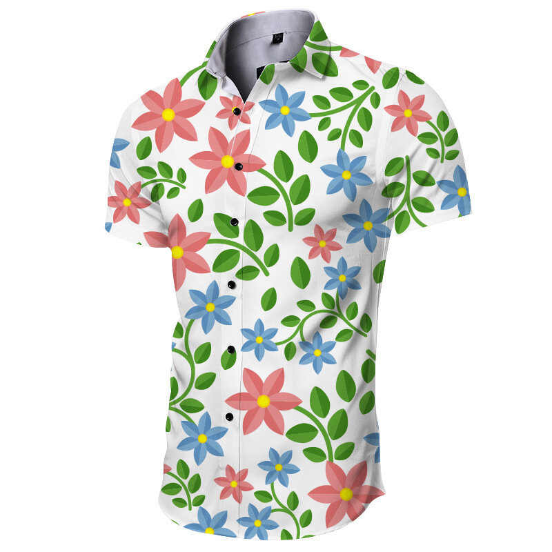 เสื้อพิมพ์ลายดอกไม้3D ฮาวายสำหรับผู้ชาย, เสื้อลำลองแนวฮาวายเสื้อปาร์ตี้วันหยุดชายหาดหญิงเสื้อผ้าเสื้อฮาราจูกุมีปก4XL สำหรับฤดูร้อน
