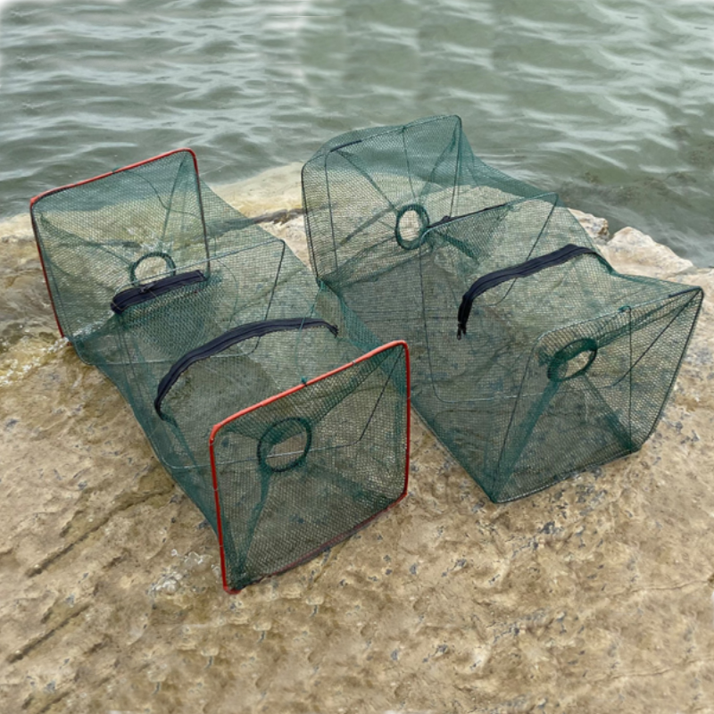 Garnalenvisval Telescopische Opvouwbare Visnet Netnetkooi Met Feeder Creel Doorwaadbare Rivierkreeftvanger Voor Karpervissen