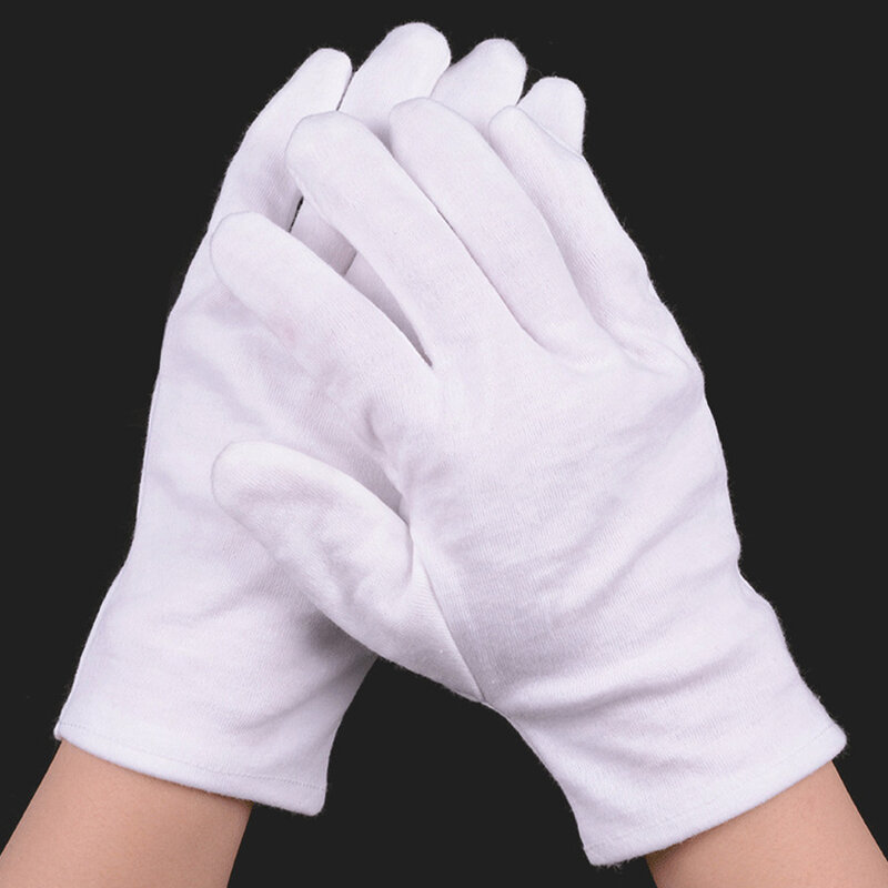 仕事と家庭のための白い軽量で通気性のある安全手袋、快適な綿、24x